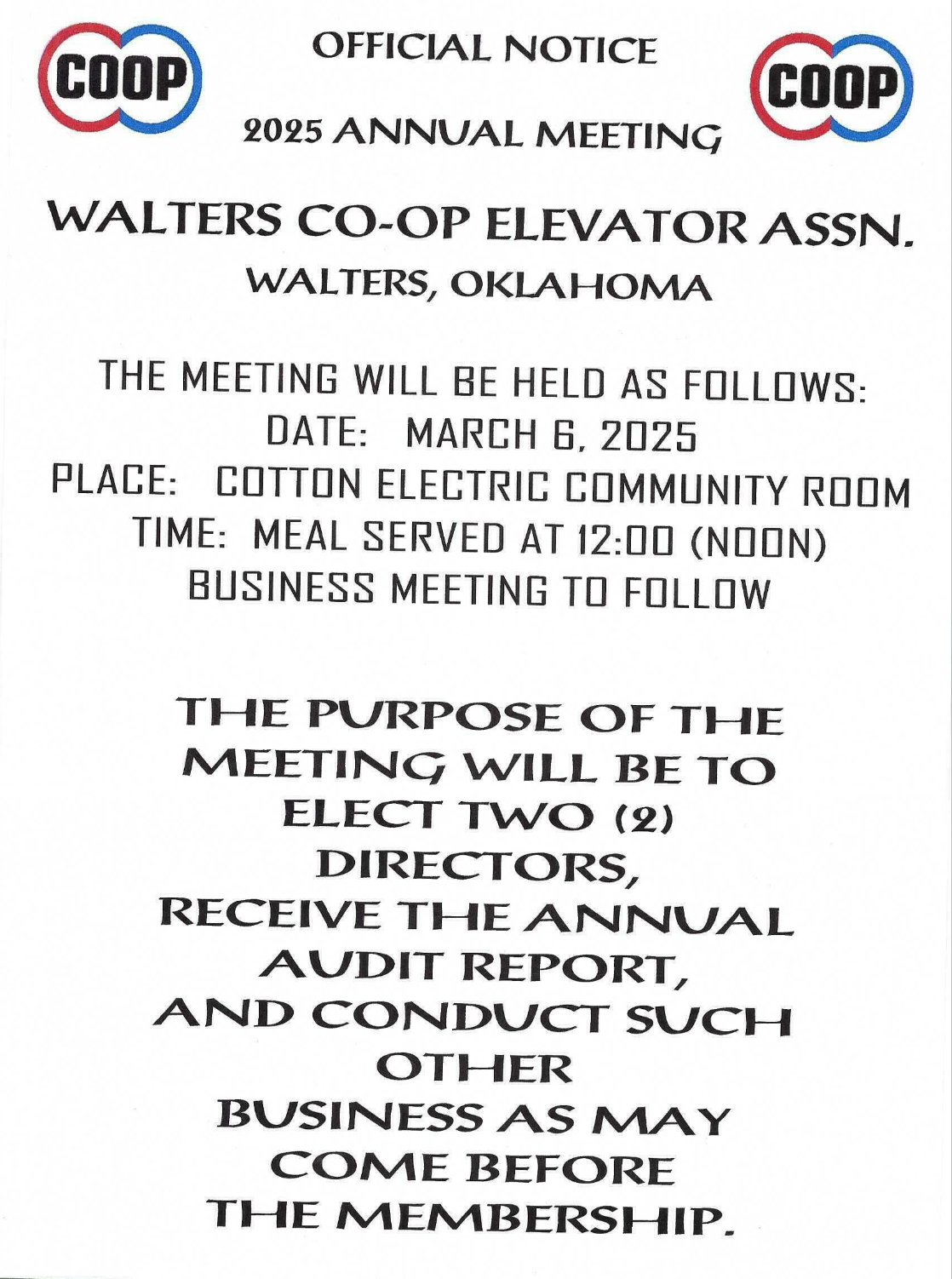 Walters CO-OP Meeting – March 6th